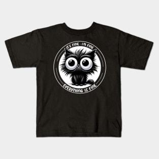 It's Fine Funny Black Cat Kids T-Shirt